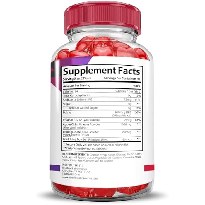 Justified Laboratories Premier Keto ACV Gummies Premier Keto Gummies Advanced 1000MG Apple Cider Vinegar Formulated with Pomegranate Beet Juice Powder B12 Vegan Non GMO 60 Gummys - Image 2