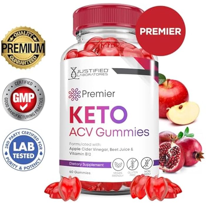Justified Laboratories Premier Keto ACV Gummies Premier Keto Gummies Advanced 1000MG Apple Cider Vinegar Formulated with Pomegranate Beet Juice Powder B12 Vegan Non GMO 60 Gummys - Image 3