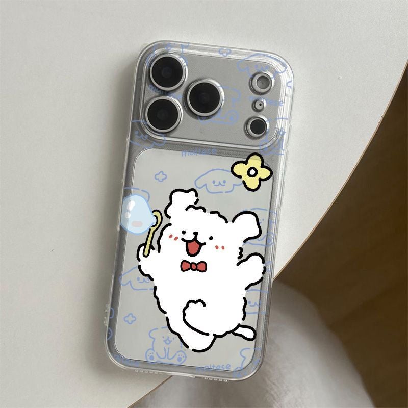 جراب هاتف Apple iPhone 17 Pro Max بتصميم كرتوني شفاف يضم كلبًا أبيض ينفخ فقاعات - جراب ناعم مبتكر ومقاوم للصدمات - Image 2