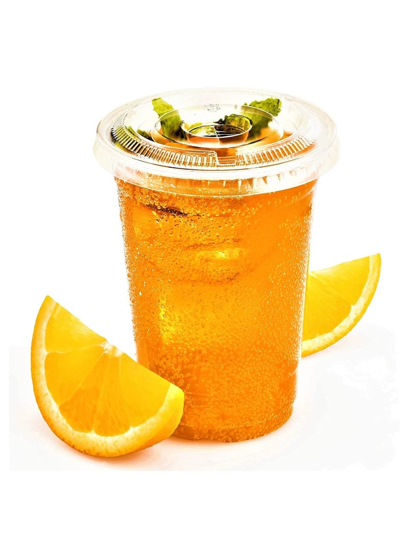 عبوة من 50 كوب بلاستيكي سعة 16 أونصة مع أغطية - Image 1