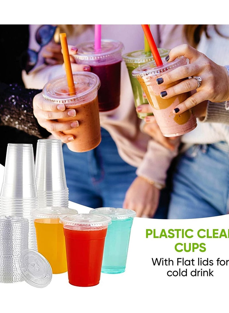 عبوة من 50 كوب بلاستيكي سعة 16 أونصة مع أغطية - Image 4