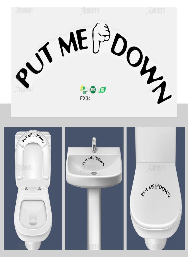AUEAR, Funny Bathroom Toilet Seat Sticker Decal Reminder Decoration for DIY (4 Pack) - Image 5