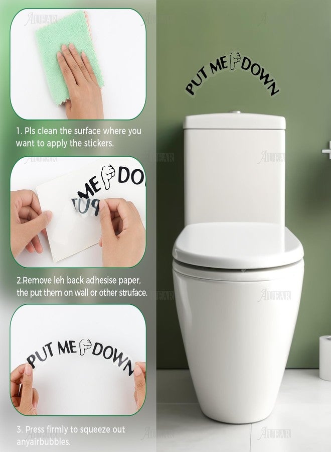 AUEAR, Funny Bathroom Toilet Seat Sticker Decal Reminder Decoration for DIY (4 Pack) - Image 3