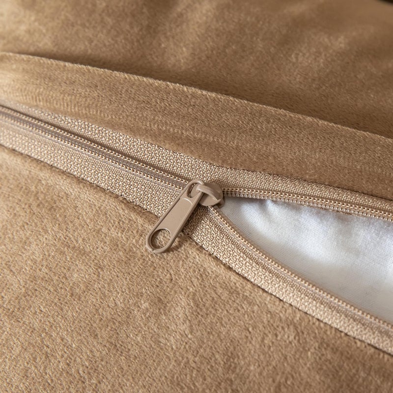 Yaertun Pack of 2 Chenille Textured Decorative Throw Pillow Covers Accent Solid Cushion Cover Soft Cozy Pillow Case with Velvet Back for Couch Sofa Bed Living Room 18x18 Inch Camel - Image 4