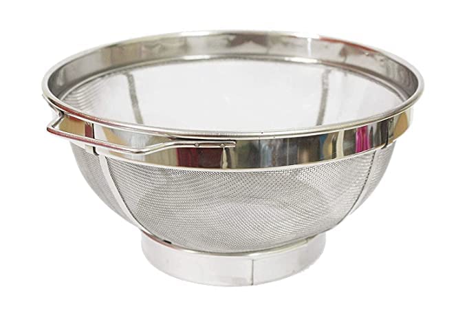 MAGHROLA 30 cm Diameter Silver Stainless Steel Round Fine Mesh Colander Strainer Sieve with Handle for Pasta Rice Fruit Vegetable Drainer - Image 1