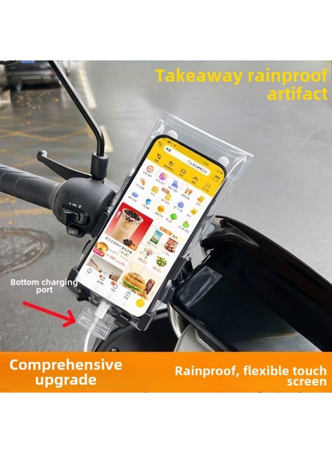 general Universal Take-out Rider Dedicated Mobile Phone Waterproof Bag Rechargeable Clip Holder Touch Screen Charging Hole Rain Cover-Color:Reinforced Thickened Mobile Phone Waterproof Bag 4 Pack⭐Rechargeab - Image 2