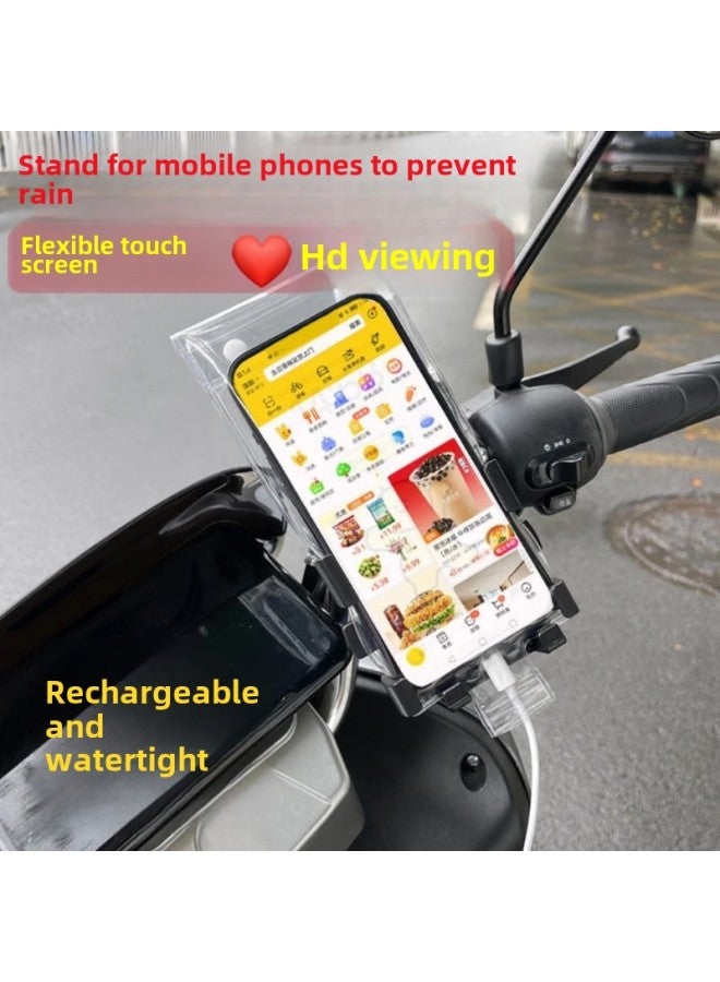 general Universal Take-out Rider Dedicated Mobile Phone Waterproof Bag Rechargeable Clip Holder Touch Screen Charging Hole Rain Cover-Color:Reinforced Thickened Mobile Phone Waterproof Bag 4 Pack⭐Rechargeab - Image 1