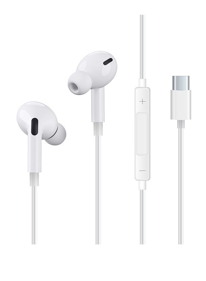 USB C Headphones, Type C Wired Earbuds, in-Ear Earpods with Microphone Noise Canceling Stereo, Earphones Compatible with iPhone 16/Samsung S24/Android/ iPad Pro and Most USB C Devices (White) 