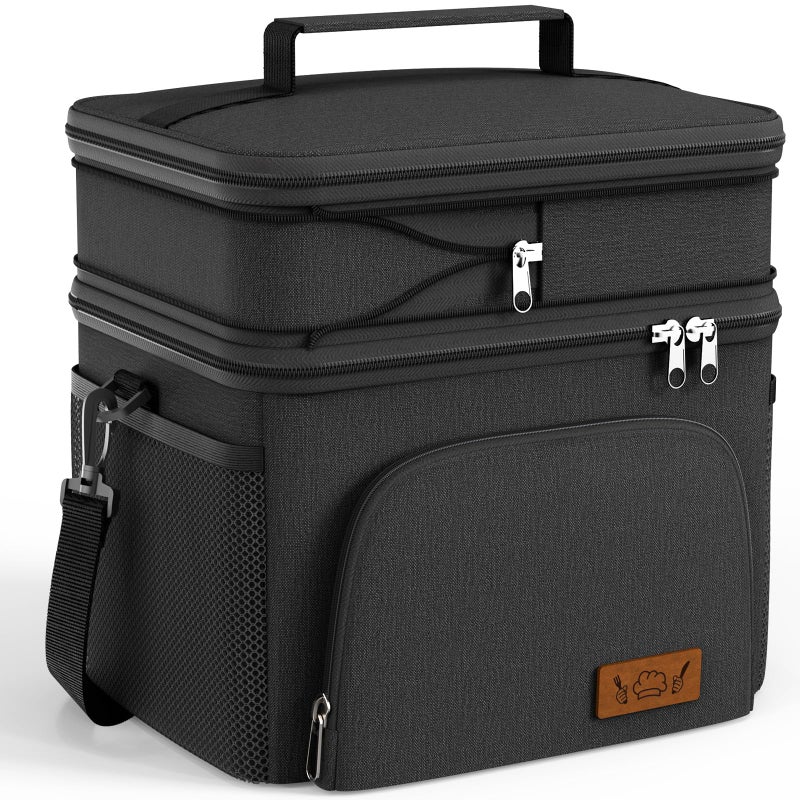 HOTOR Insulated Lunch Box for Men Women LeakProof Cooler Lunch Bag with 4 Pockets Adjustable Strap Ideal for Work Picnic Travel Black 2 Layers Medium 10247091181 - Image 2