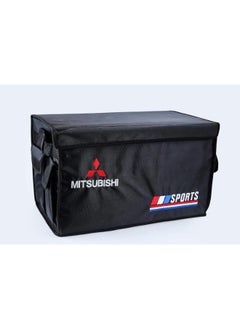 Sports Fabric Car Trunk Organizer Storage Box Foldable, With Small Pockets With Mitsubishi Logo - Multi Color  - Image 1