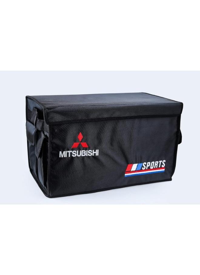 Generic Fabric Car Trunk Organizer Storage Box Foldable, With Small Pockets With Mitsubishi Logo - Multi Color  - Image 1