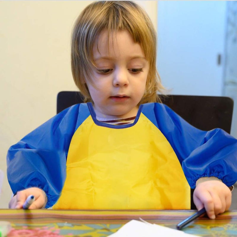 CUBACO Kids Painting Apron, 2 Packs Waterproof Art Smocks For Child 3-8 Years, Children Artist Apron with Long Sleeve and 3 Pockets - Image 4