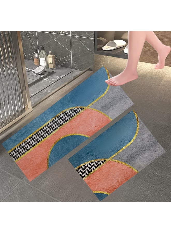 سجادة حمام مضادة للانزلاق، سجادة ارضية الحمام، سميكة مقاومة للجلد في الغسالة مع سجادة حمام تجفيف صحيحة، مجموعة من قطعتين - (40×60 سم + 100×40 سم) - Image 1