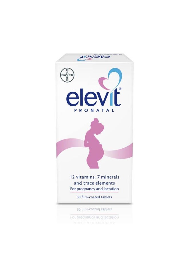 BAYER Elevit Pronatal 12 Vitamins, 7 Minerals and Trace Elements for Pregnancy and Lactation 30 Tablets - Image 1