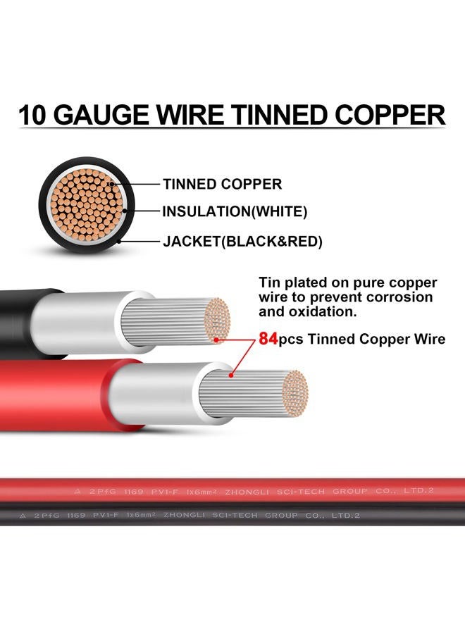 iGreely Solar Panel Wire 10 Gauge 30Ft Black & 30Ft Red 10AWG(6mm²) Tinned Copper PV UV Resistant Cable for Boat Marine Automotive RV Solar Panel Outdoor - Image 2