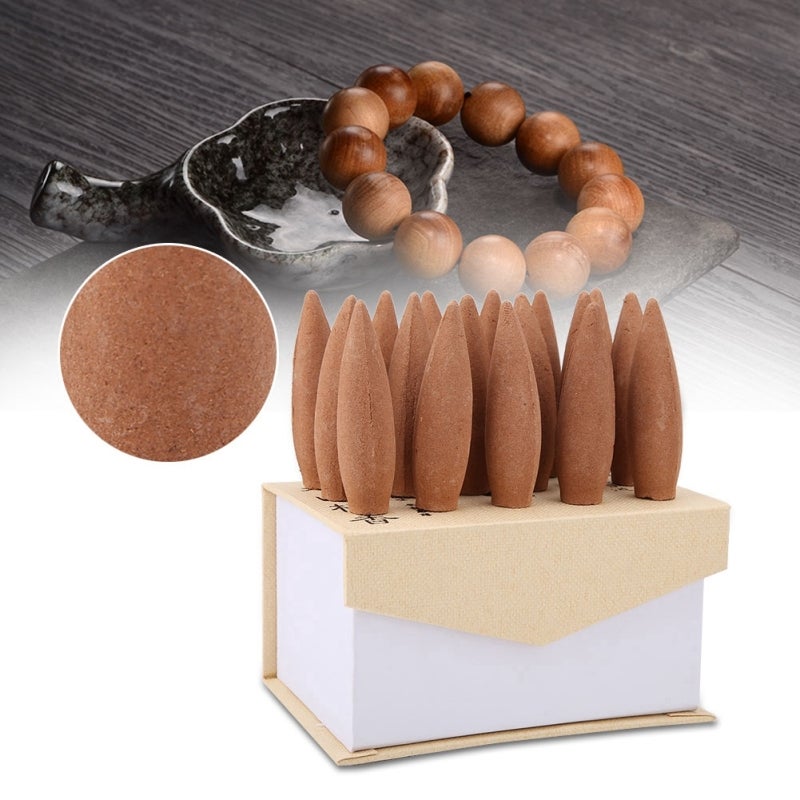 Smoke Backflow Censer Incense Cones Gift Box - Hardcover Sandalwood Backflow Incense Cones for Indoor Air Purification - Image 1