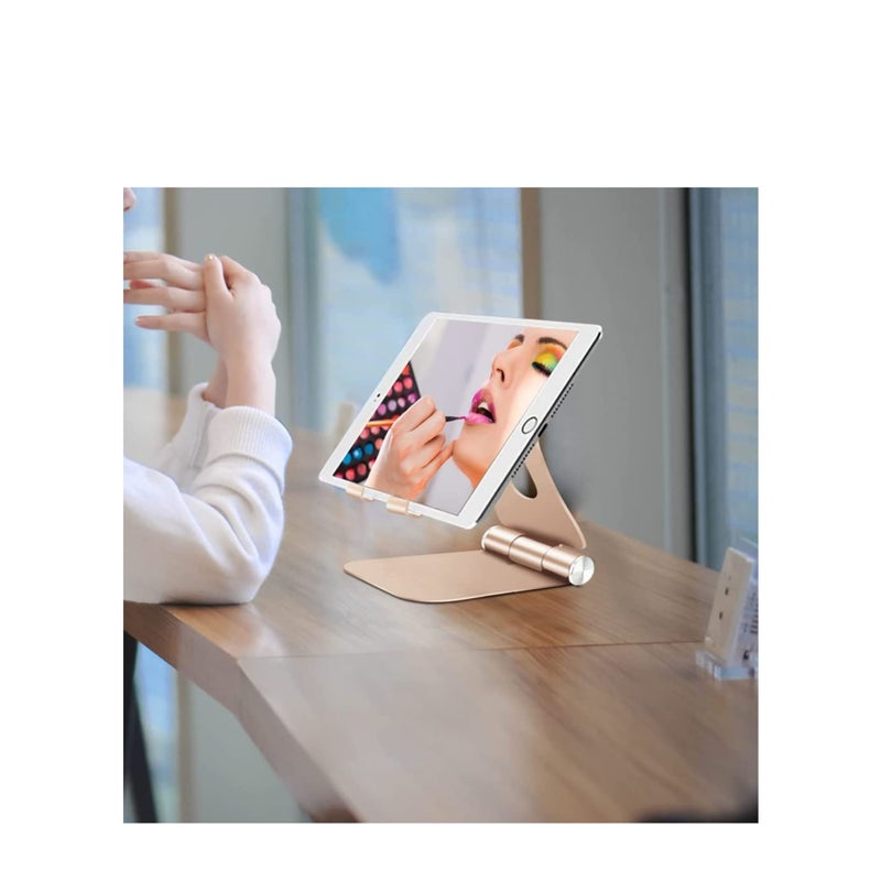 Zikra Cell Phone Stand Cradle Adjustable Phone Holder Universal Aluminum Desktop Stand Compatible with Switch All Smart Phone Computer Tablets and E-Book Readers Gold - Image 3