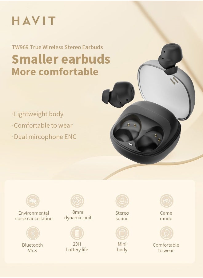 havit Wireless Bluetooth Earbuds with Hi-Fi Stereo Sound & Noise Reduction, Ideal for Studying, Working & Traveling, Black  - Image 2