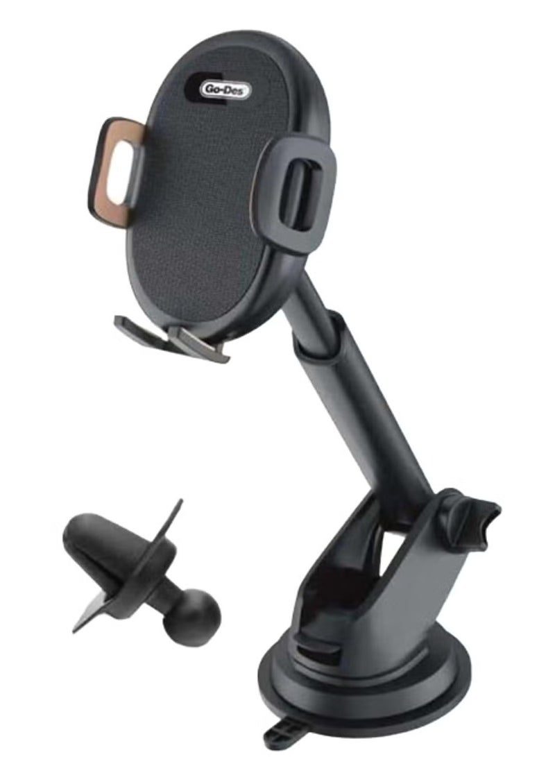 GO-DES "Dual-Function Auto Lock Kickstand Phone Holder – Black" - Image 1