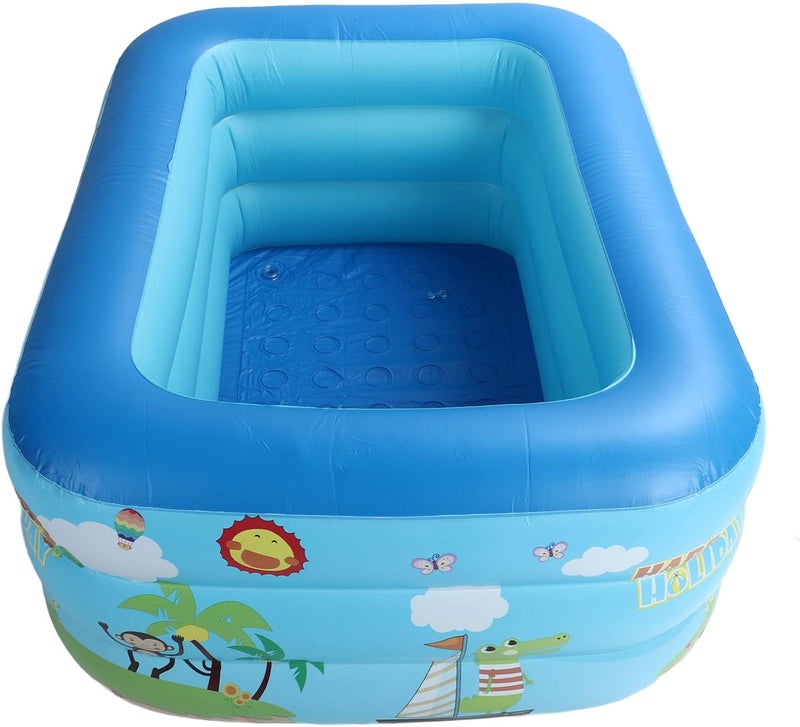Depisuta حمام سباحة قابل للنفخ، 51.2x35.4x19.7 بوصة من PVC السميك فوق الأرض، مركز لعب قابل للنفخ بقاع فقاعي للأطفال والعائلة في الفناء الخلفي الخارجي - Image 4
