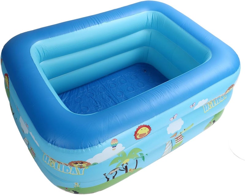 Depisuta حمام سباحة قابل للنفخ، 51.2x35.4x19.7 بوصة من PVC السميك فوق الأرض، مركز لعب قابل للنفخ بقاع فقاعي للأطفال والعائلة في الفناء الخلفي الخارجي - Image 2