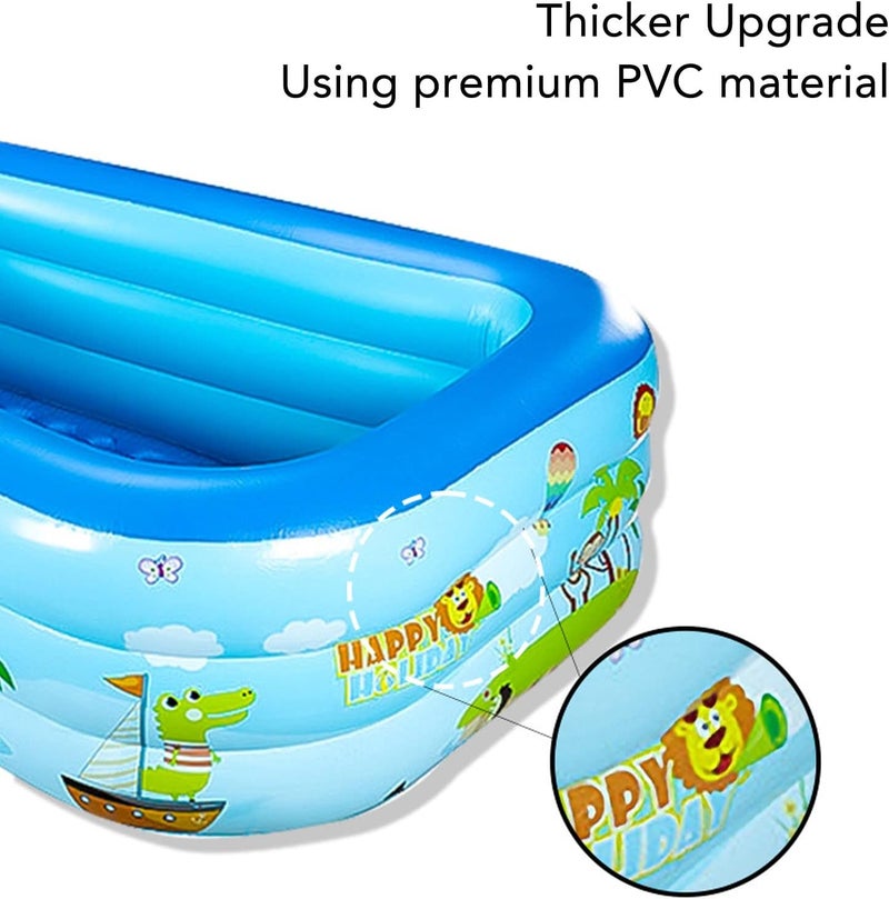 Depisuta حمام سباحة قابل للنفخ، 51.2x35.4x19.7 بوصة من PVC السميك فوق الأرض، مركز لعب قابل للنفخ بقاع فقاعي للأطفال والعائلة في الفناء الخلفي الخارجي - Image 5