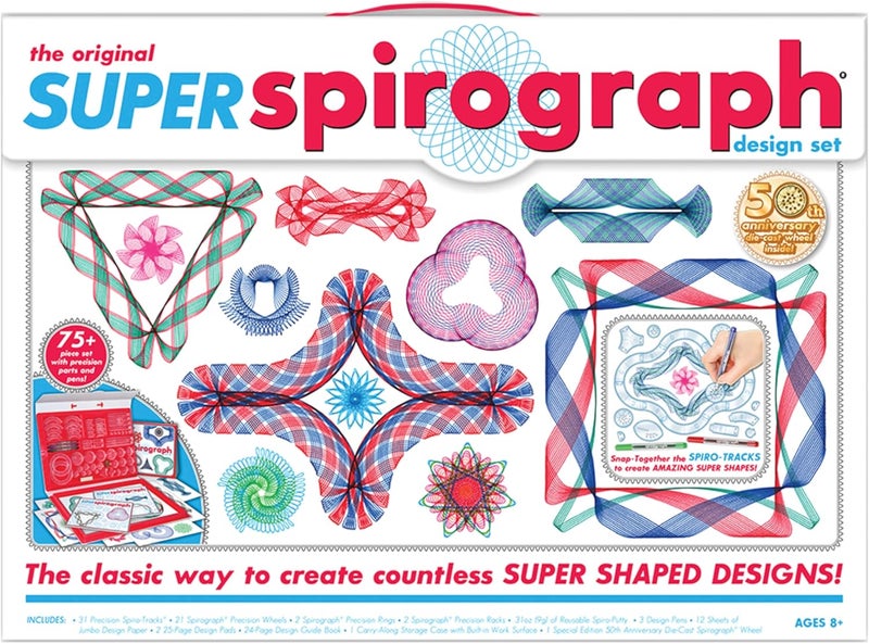 Spirograph Super 50th Anniversary Set –Arts and Crafts, Kids Toys, Art Supplies, Craft Supplies, Drawing Kit, Spiral Art, Classic Gear Design Kit, Case, Pens, Design Sheet Included, Ages 8+ - Image 1