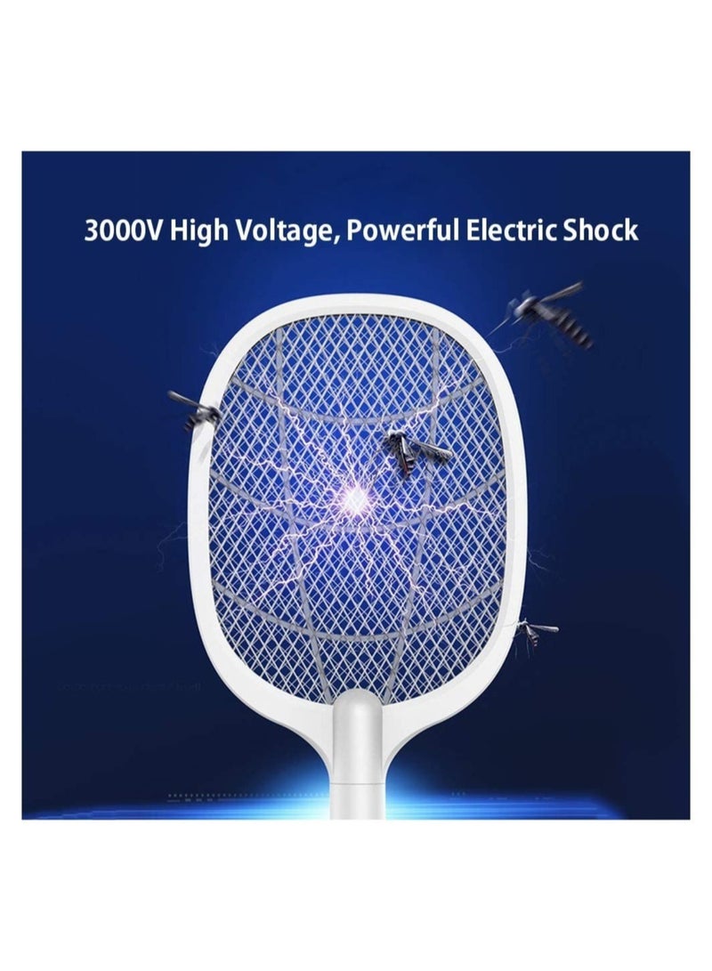 Electric Bug Zapper Racket, Mosquito Killer, Fruit Fly Swatter Zap, Two-In-One USB Rechargeable Electronic Swatter Pest Control, LED Lighting Lamp, 3 Layer Mesh Safe to Touch - Image 4