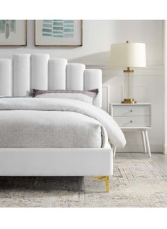 Wooden Twist Wooden Twist Olivia Velvet Upholstery Rectangular Bed Modern Luxury Bed Frame with Stylish Design (Super King Size)  - Image 2