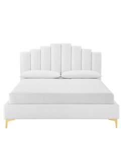 Wooden Twist Wooden Twist Olivia Velvet Upholstery Rectangular Bed Modern Luxury Bed Frame with Stylish Design (Super King Size)  - Image 3