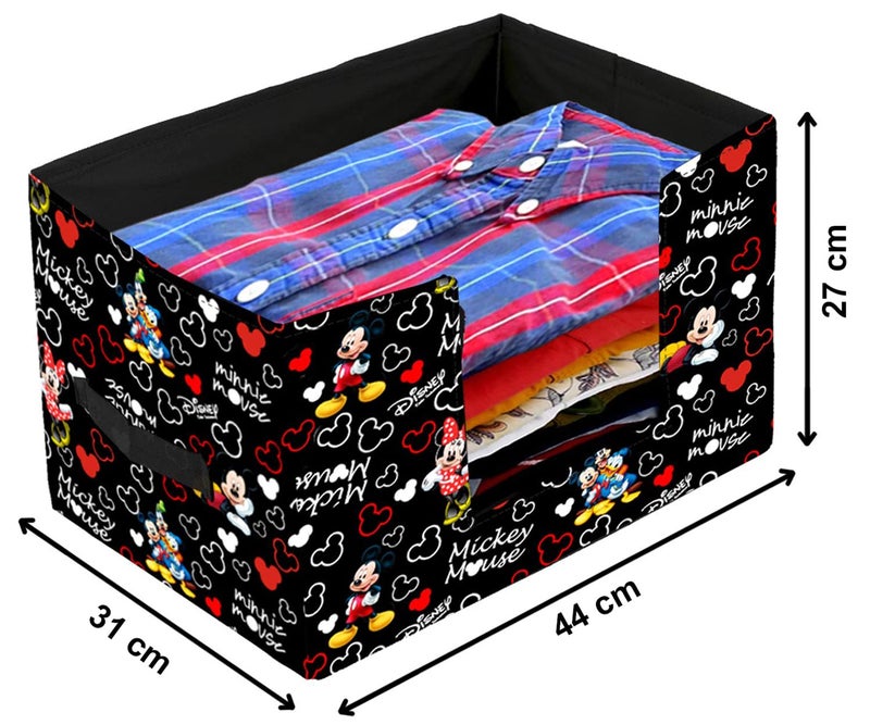 Kuber Industries Disney Mickey Mouse Printed Multiuses NonWoven Closet Organizer Storage Bin Shelf Storage Oragnizer With Handle BlackHS43KUBMART26375 - Image 5