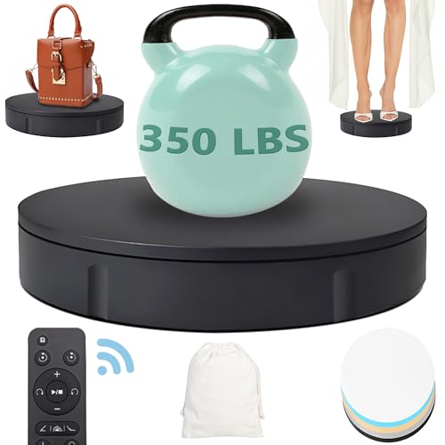 Prolee 360 Degree Rotating Turntable 12 Inch, 350lbs Capacity for Photography, Heavy Duty, Automatic Remote Control Display Platform with 5 Colour Surface Covers and Carry Bag - Image 1