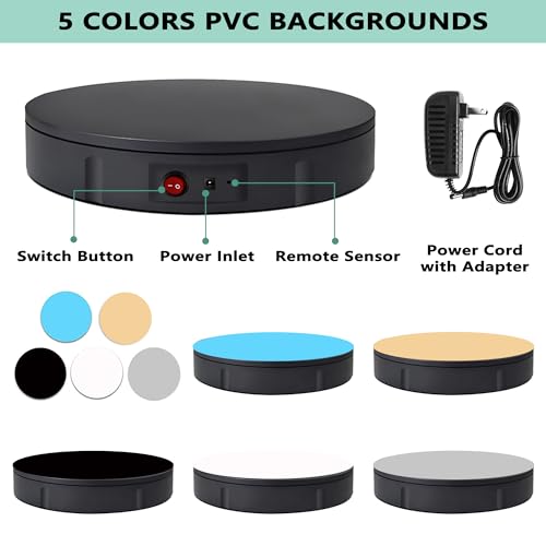 Prolee 360 Degree Rotating Turntable 12 Inch, 350lbs Capacity for Photography, Heavy Duty, Automatic Remote Control Display Platform with 5 Colour Surface Covers and Carry Bag - Image 3