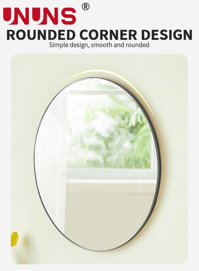 UNUNS Wall Hanging Mirror,Wall Mounted Round Mirror Circle Mirrors,Multiple Hanging Ways Fitting Mirror,Circle Mirror for Wall Decoration,Vanity,Bedroom,Entryway,Black,50 cm  - Image 4