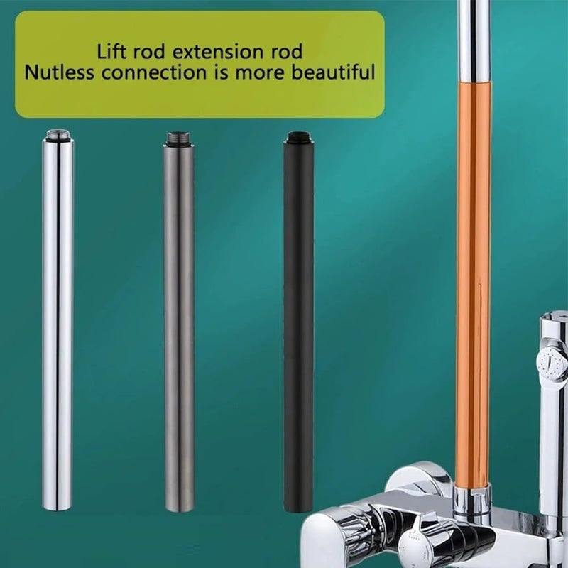 قضيب تمديد الدش من الفولاذ المقاوم للصدأ بطول 30 سم، موسع رأس الدش للحمام، كروم - Image 2
