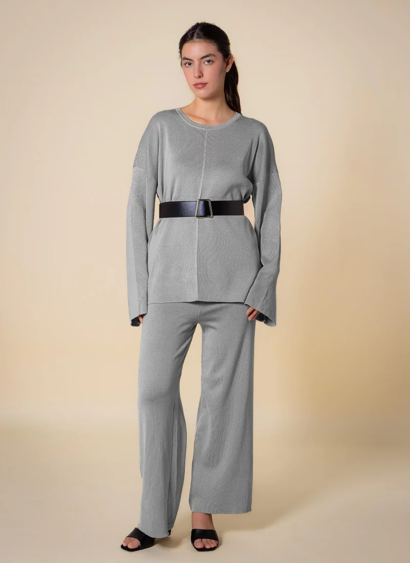 SHAPES BELTED SWEATER SET