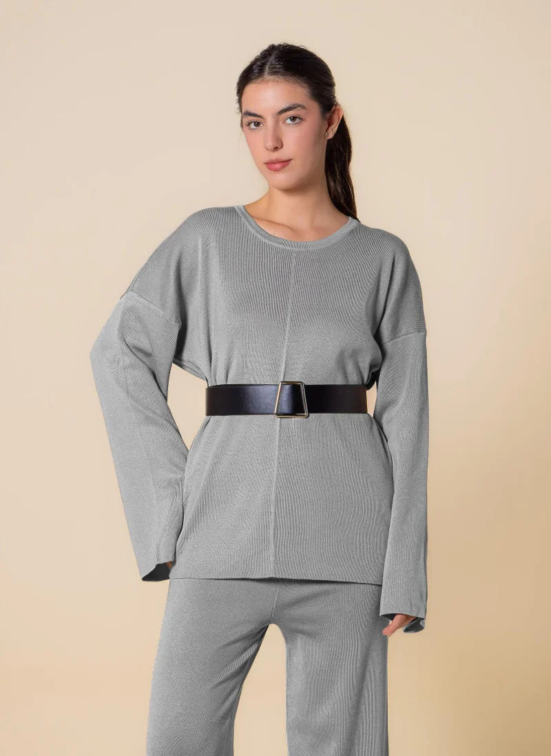 SHAPES BELTED SWEATER SET