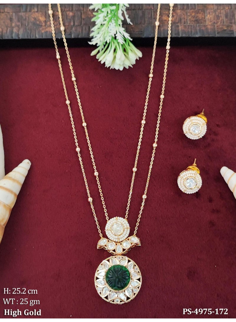 High Gold-Tone Double Chain Pendant Set