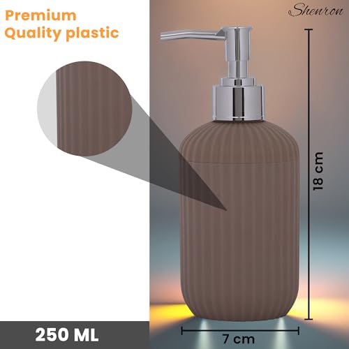 SHENRON Refillable Hand Soap Dispenser 250ml | Unbreakable Liquid Soap/Shampoo/Hand wash/Sanitizer/Lotion Dispenser Plastic Bottle for Kitchen, Wash-Basin and Bathroom -250 ml (Mud) - Image 3