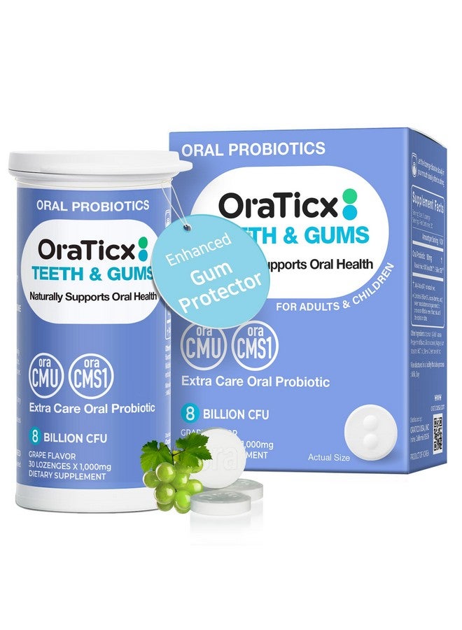 OraTicx Teeth & Gums Dental Probiotic, Naturally Supports Oral Health And Immunity, Oral Probiotics Supplement 8 Billion Cfu, Grape Flavor 30 Lozenges 1-Pk - Image 1