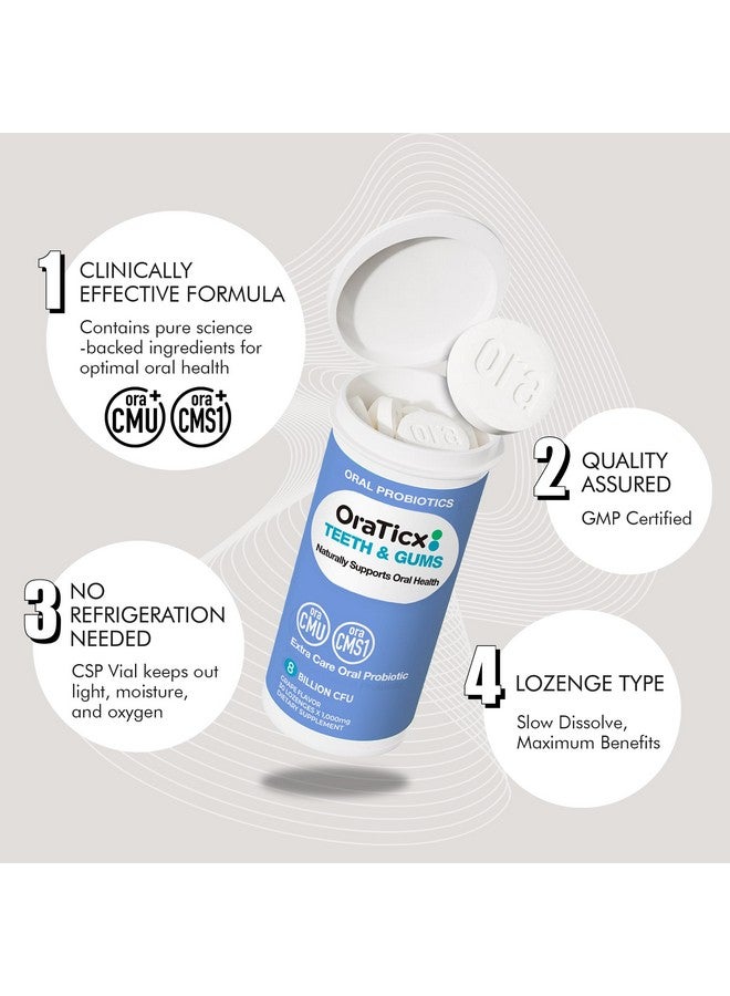 OraTicx Teeth & Gums Dental Probiotic, Naturally Supports Oral Health And Immunity, Oral Probiotics Supplement 8 Billion Cfu, Grape Flavor 30 Lozenges 1-Pk - Image 4