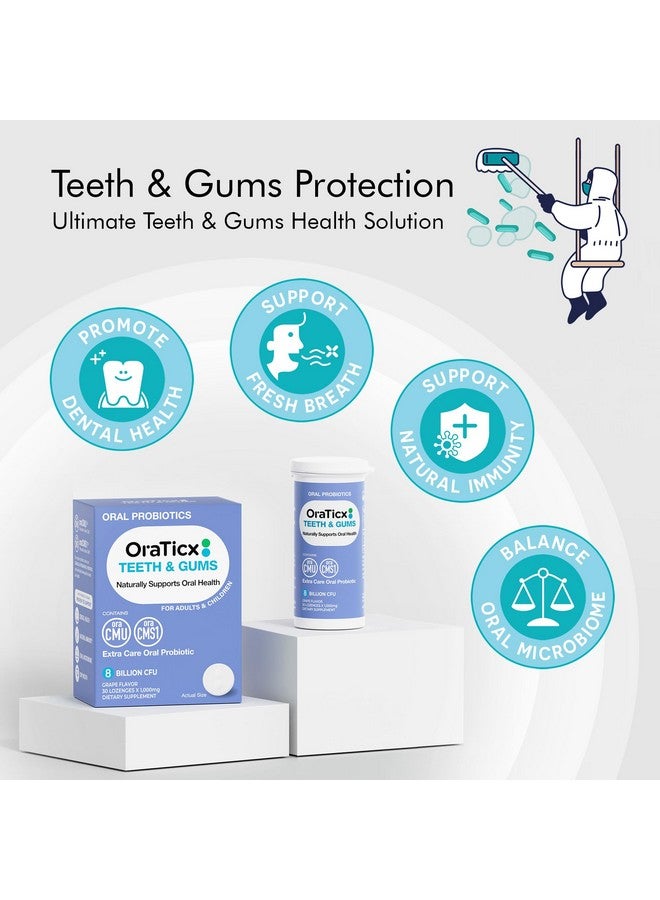 OraTicx Teeth & Gums Dental Probiotic, Naturally Supports Oral Health And Immunity, Oral Probiotics Supplement 8 Billion Cfu, Grape Flavor 30 Lozenges 1-Pk - Image 2