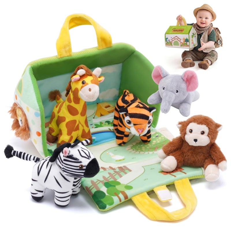 OUOZZZ 1 2 3 Year Old Toys Mini Zoo Stuffed Animals Set Interactive Plush Toys for Babies Toddlers TravelFriendly Huggable Portable Gift Safe Washable 98 - Image 3