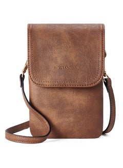 Bostanten BOSTANTEN Vegan Leather Small Crossbody Bags for Women Designer Cell Phone Bag Wallet Purses Adjustable Strap Retro Brown  - Image 1