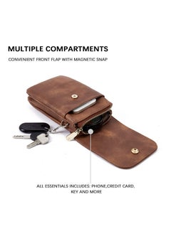 Bostanten BOSTANTEN Vegan Leather Small Crossbody Bags for Women Designer Cell Phone Bag Wallet Purses Adjustable Strap Retro Brown  - Image 4