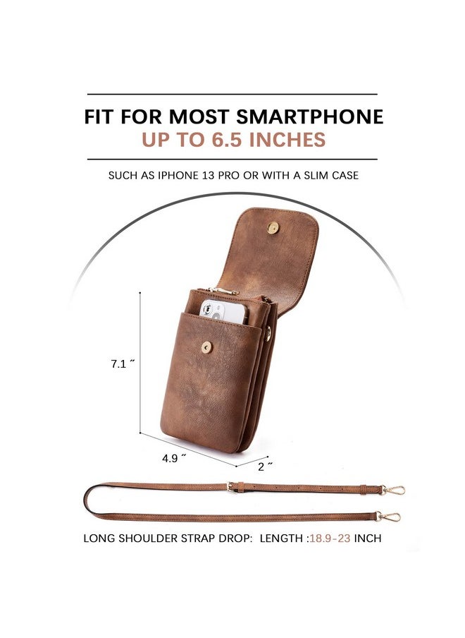Bostanten BOSTANTEN Vegan Leather Small Crossbody Bags for Women Designer Cell Phone Bag Wallet Purses Adjustable Strap Retro Brown  - Image 5