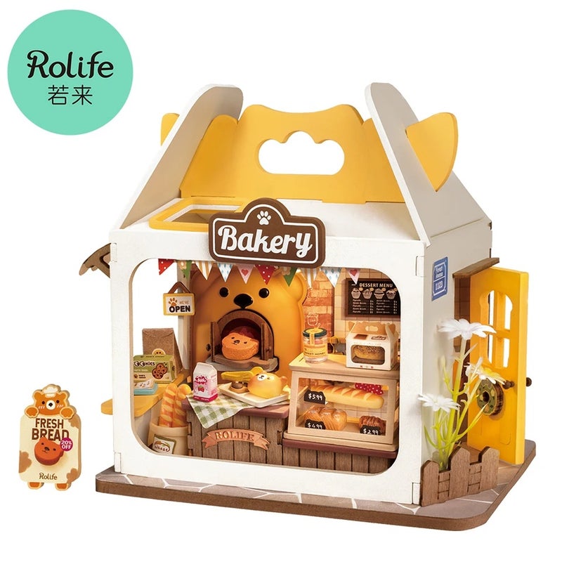 Rolife Miniature Doll House Food Box Shop DIY Miniature House Kit Diorama House Building Set with LED Room, Breadbox - Image 2