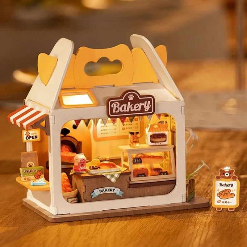 Rolife Miniature Doll House Food Box Shop DIY Miniature House Kit Diorama House Building Set with LED Room, Breadbox - Image 3