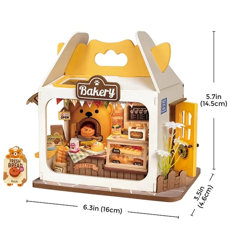 Rolife Miniature Doll House Food Box Shop DIY Miniature House Kit Diorama House Building Set with LED Room, Breadbox - Image 1