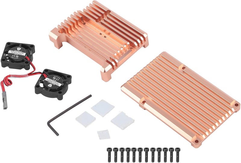 Protective Case Aluminium Alloy Housing Enclosure in Gold for 3 Model B B + - Dual Cooling Fan, Efficient Heat Dissipation, Easy Installation - Image 1